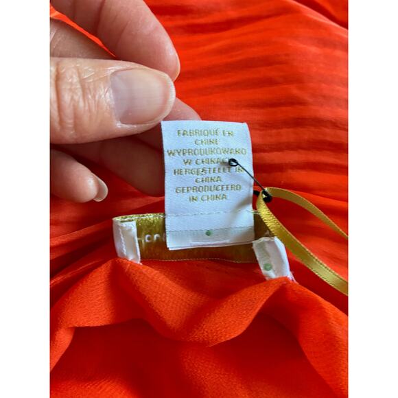 House of Harlow Dress Women L Orange Satin Pleated Wedding Guest Grecian Formal - Picture 15 of 16